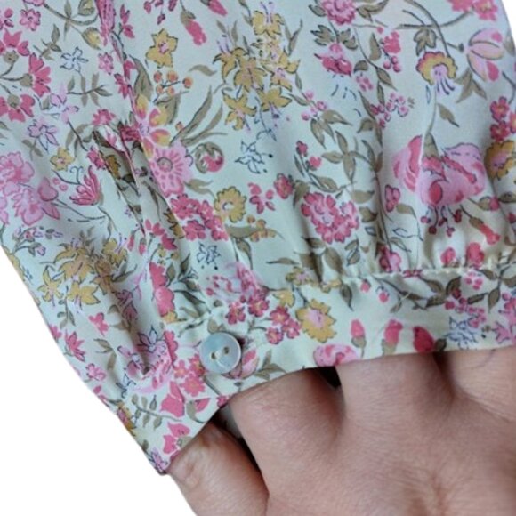 ZARA Romantic Long Sleeve Pink and White Floral Dress Size Small - Picture 8 of 11